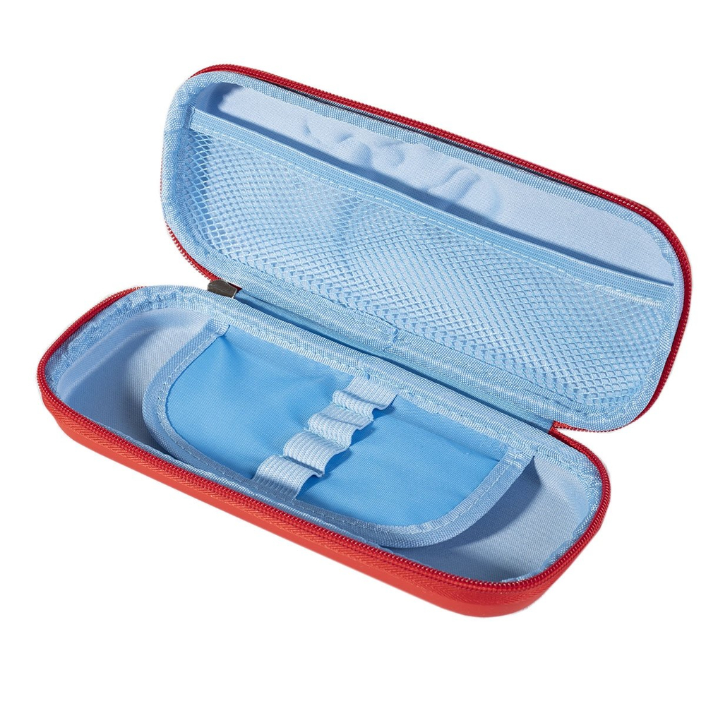 Пенал EVA Alingar, 1 отделение 1 откидная планка, карман сетка, молния, объемный рисунок, 95 х 220 мм, "Динозавры" (крас,голуб, бирюз)