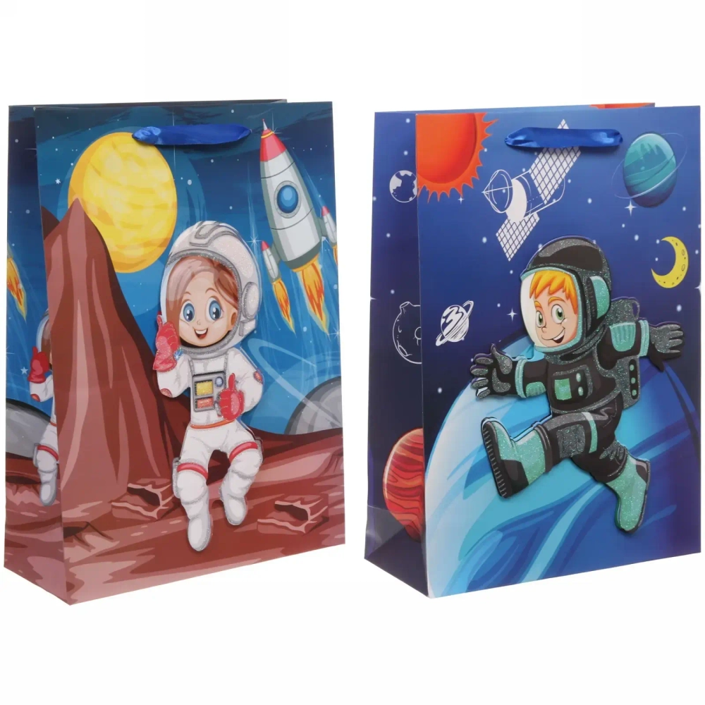 Пакет подарочный «Космонавт»42х30х12 см, микс