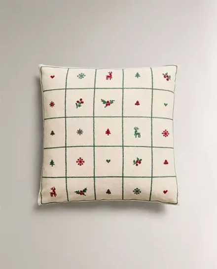 ZARA HOME РОЖДЕСТВЕНСКАЯ НАВОЛОЧКА ДЛЯ ДЕКОРАТИВНОЙ ПОДУШКИ С ВЫШИВКОЙ
