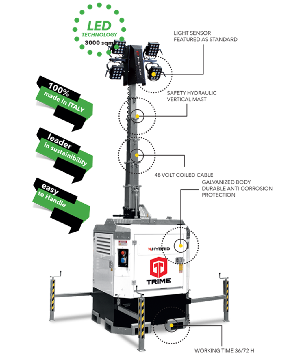 TRIME X-HYBRID 4X150W LED 9M гибридная осветительная мачта