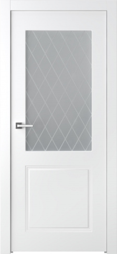 Дверь Кремона 2 / Цвет Эмаль белый / Мателюкс белый витраж / Двери Belwooddoors