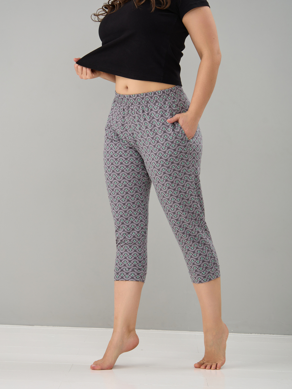 Бриджи Дв-202/кофе-цветочныйорнамент