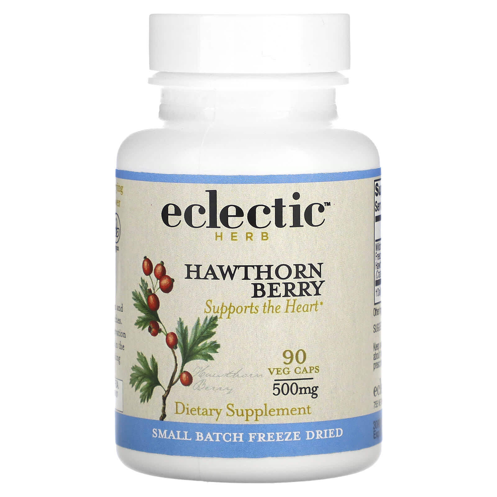 Eclectic Herb, ягоды боярышника, 500 мг, 90 веганских капсул
