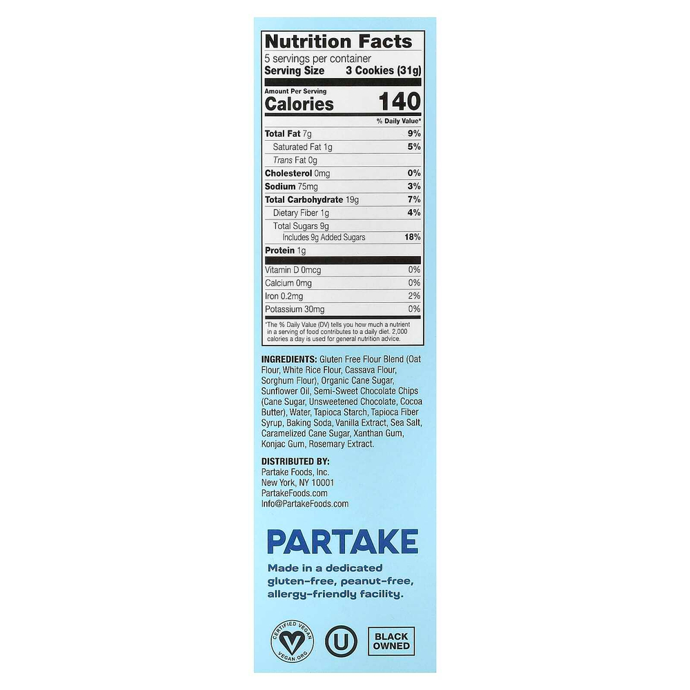 Partake, Crunchy Cookies, шоколадная крошка, 156 г (5,5 унции)