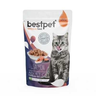 BestPet паучи для взрослых кошек Лосось в желе, 85 г, 6 шт