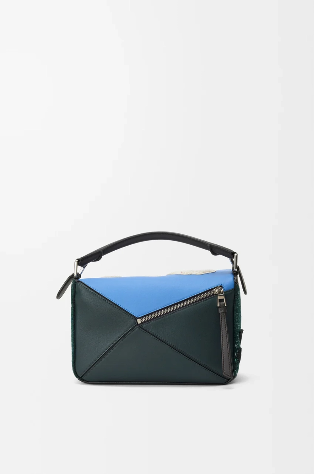 Loewe Маленькая сумка Puzzle Futurist Cat из вышитого трикотажа и классической телячьей кожи, разноцветный