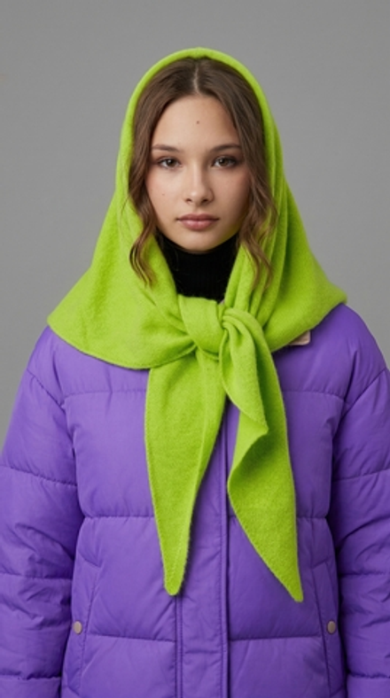 Оренбургский платок-косынка К401-12Н неон зеленый