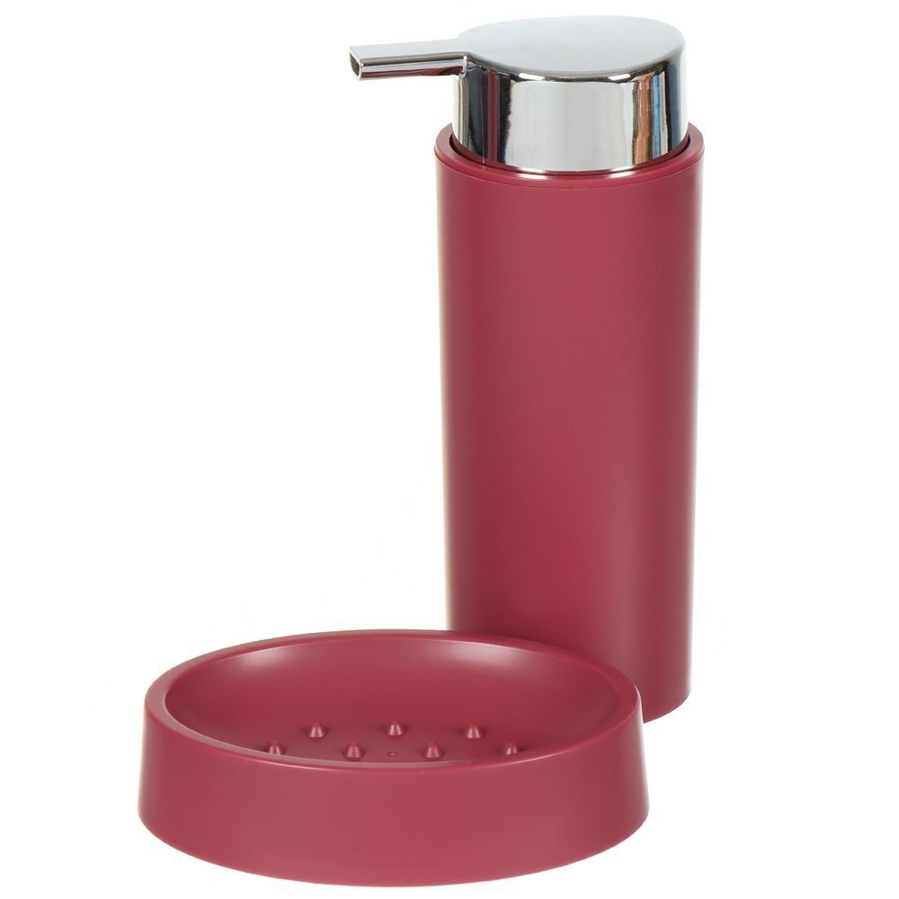 Набор для ванной 4 пр, Аника, бордо, пластик, стак,подс д/зуб щет,дозат д/мыла,мыл-ца, Y9-080