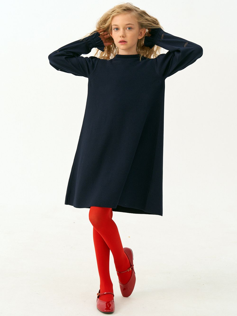 Платье для девочки с длинным рукавом AT1039 синий