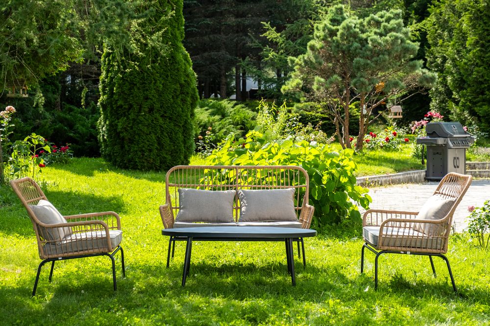 "Версаль" лаунж-зона из искусственного ротанга на 4 персоны, цвет соломенный