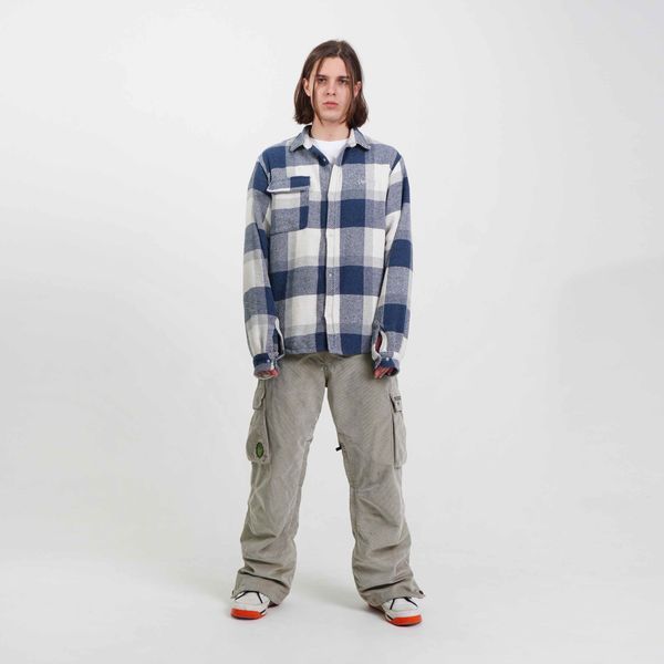 Рубашка Basic Logo Plaid Blue & White Синяя - фото 3