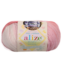 Беби Вул батик (Baby Wool batik) пряжа Alize 40%шерсть 20%бамбук 40%акрил 10х50г/175м 3565 розово-белый