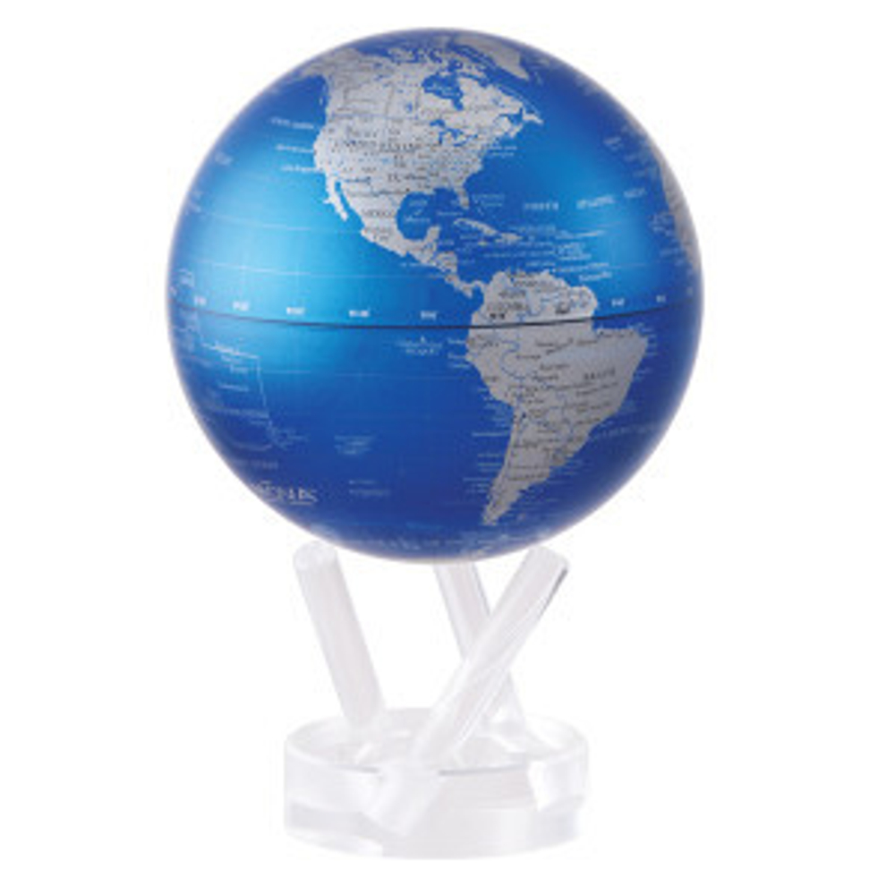 Политическая карта мира MOVA GLOBE синий-серебро (12см)