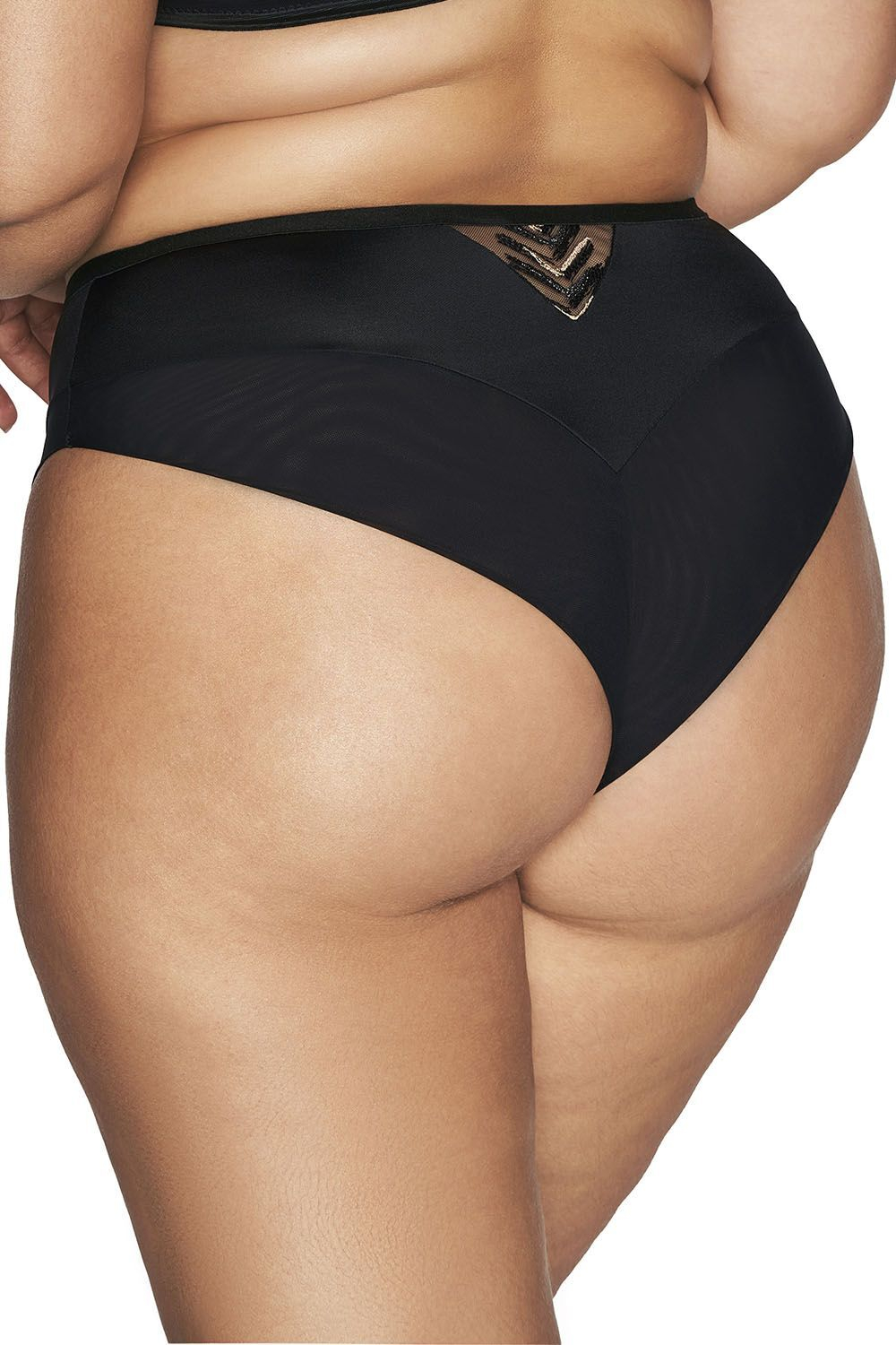 Трусики-бразилиана со средней линией талии Goddess (Размер: XL) (Цвет: черный)