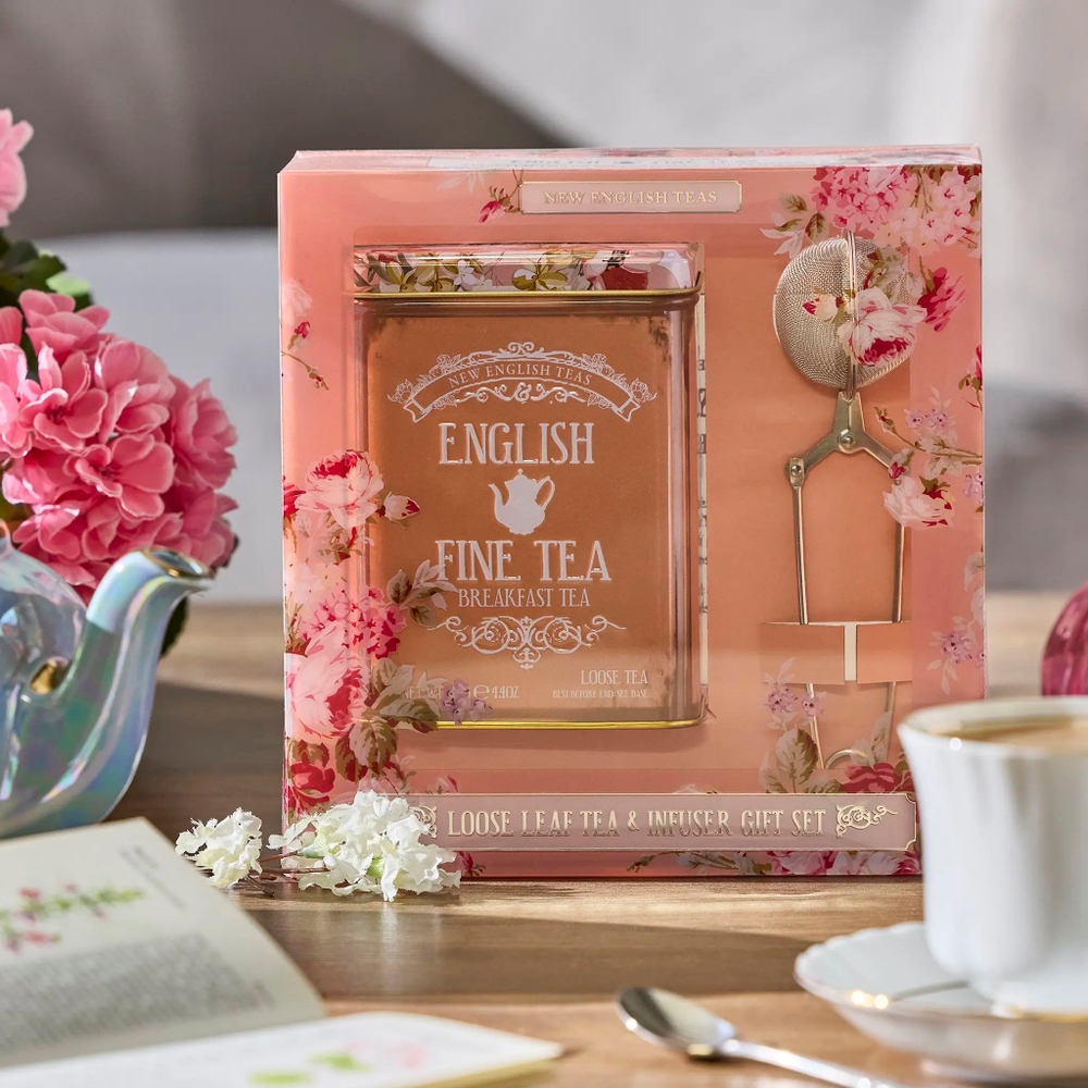 New English Teas Набор с листовым чаем Tea & Infuser Gift Set, English Breakfast, 125г