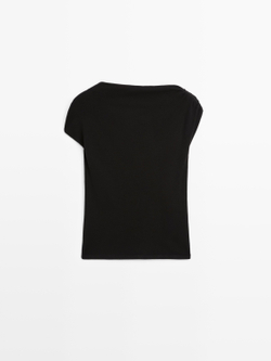 Massimo Dutti Топ без рукавов с драпировкой, черный