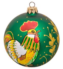Элита НФШ-1521 Ел.украшение Шар «Петушок» зеленый 95 мм