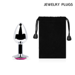 Серебристая анальная пробка с малиновым кристаллом - 7,2 см.