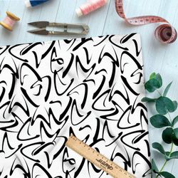 Ткань премиум атлас черно-белый мир