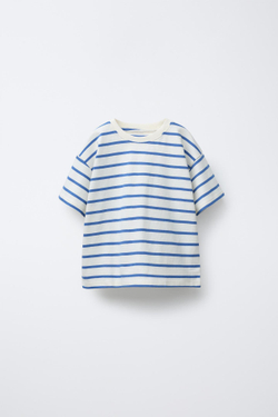 ZARA НАБОР ИЗ 2 ФУТБОЛОК В ПОЛОСКУ, СИНИЙ