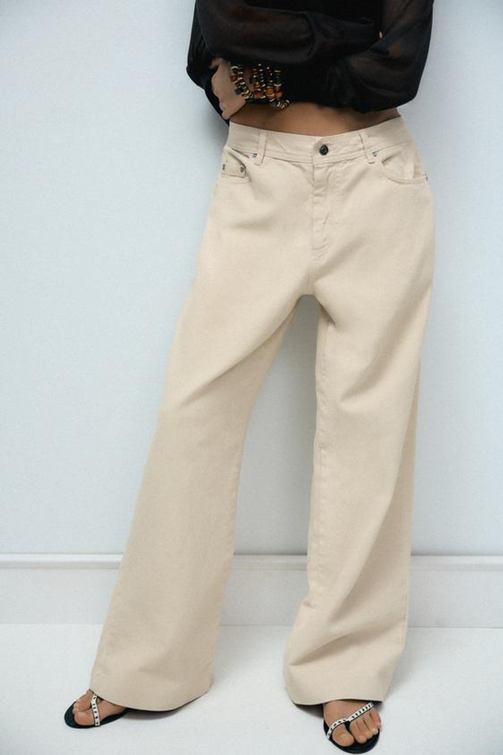 ZARA ДЖИНСЫ RELAXED FIT СО СРЕДНЕЙ ПОСАДКОЙ — LIMITED EDITION, ЭКРЮ