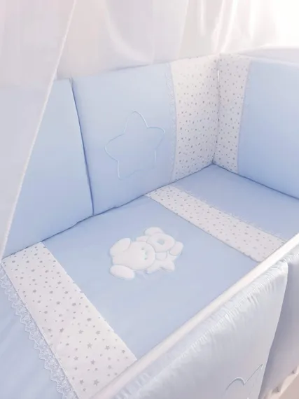 Набор в кровать для новорожденных Lollycottons Maks Bear, Голубой
