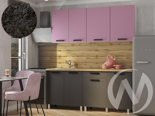 Кухня Кьяра 1.8м (корпус белый/карбон сакура; карбон вулкан) 26мм кастилло темный