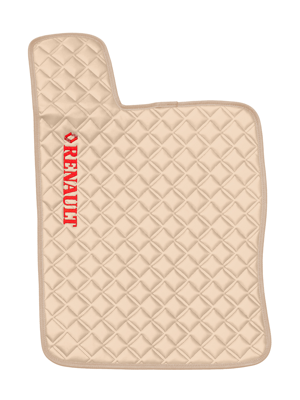 Ковры RENAULT T (автомат) (экокожа, бежевый, бежевый кант, красная вышивка)