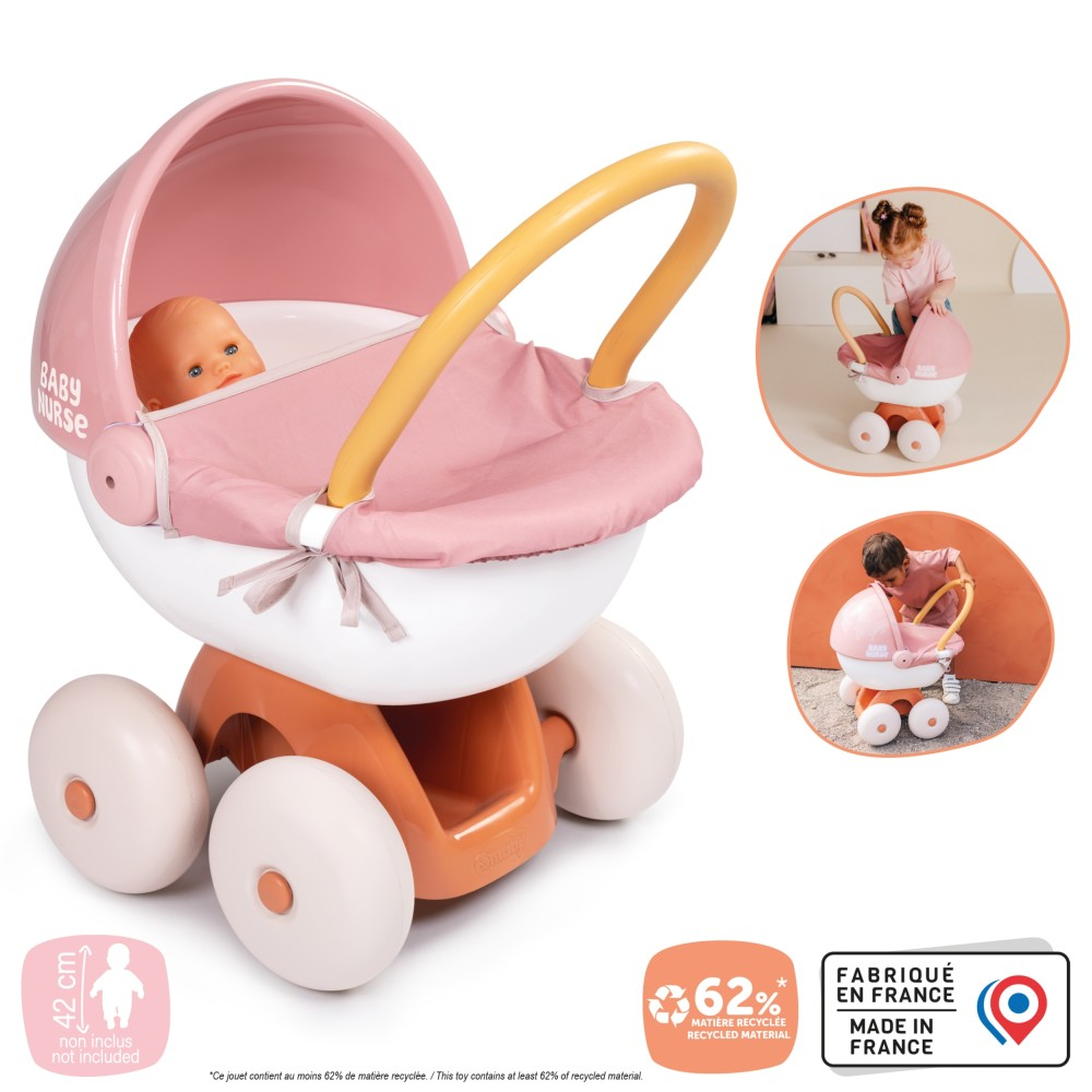 Smoby Baby Nurse - Глубокая коляска с пластиковым козырьком для куклы 42 см 220395