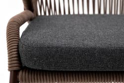 "Милан" стул плетеный из роупа, каркас алюминий коричневый (RAL8016) шагрень, роуп коричневый круглый, ткань темно-серая 019