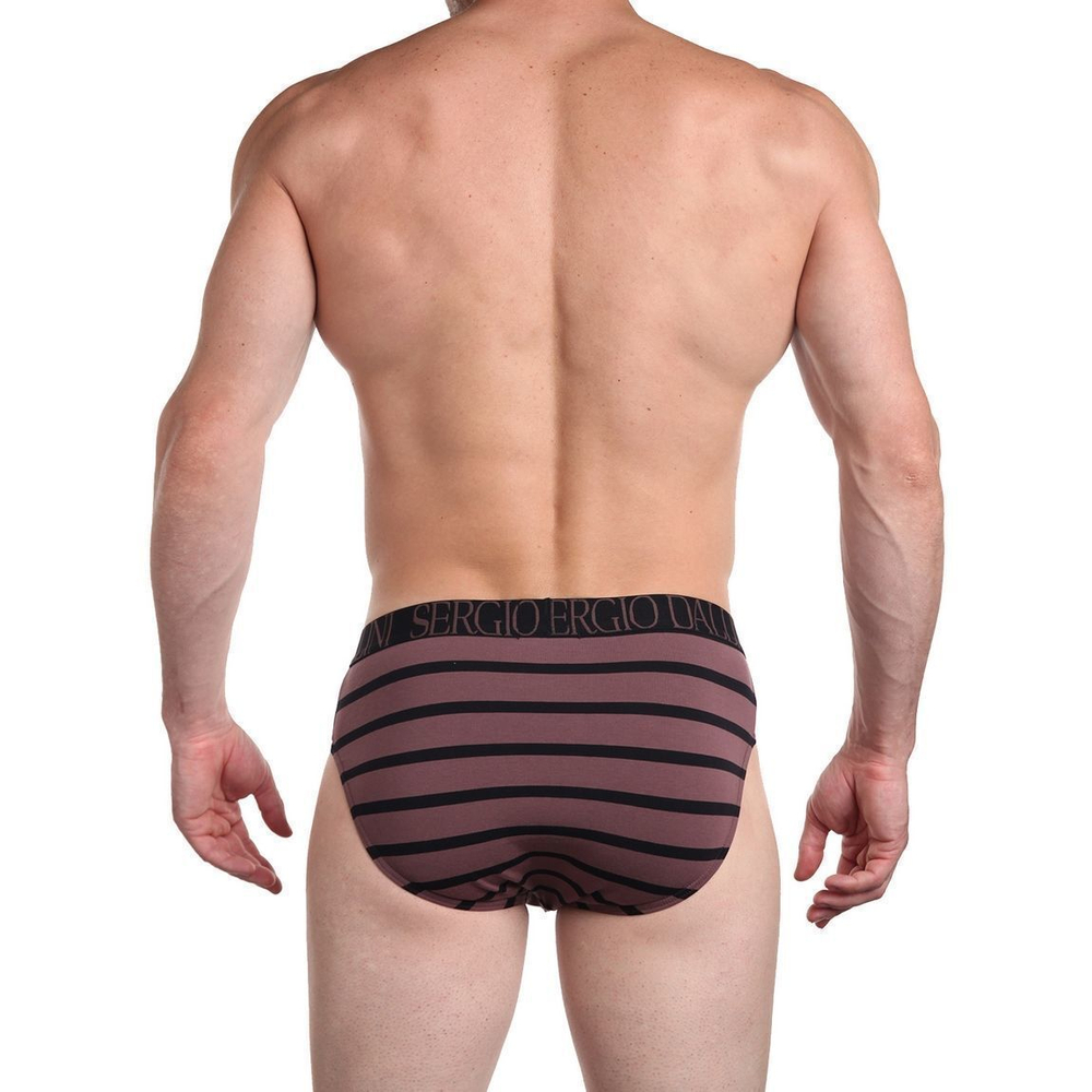 Мужские хлопковые трусы-слипы в полоску (Размер: XL) (Цвет: темно-синий)