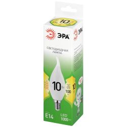 Лампа светодиодная ЭРА GREEN LINE LED BXS-10W-830-E14 GL 10Вт свеча на ветру теплый свет E14 | Лампы cветодиодные Свеча (B/C)
