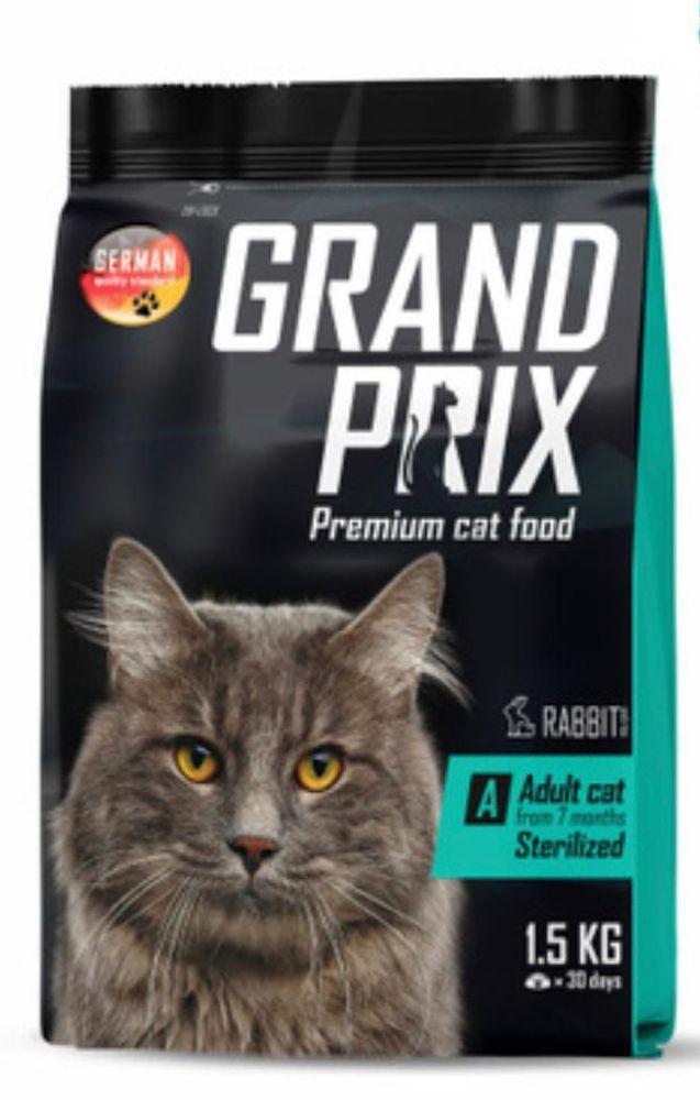 Сухой корм Grand Prix Adult Sterilized для стерилизованных кошек и кастрированных котов с кроликом 1,5 кг