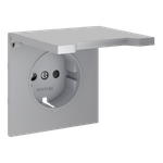 Накладка для розетки с заземлением, защитными шторками и крышкой, S70 (серый)