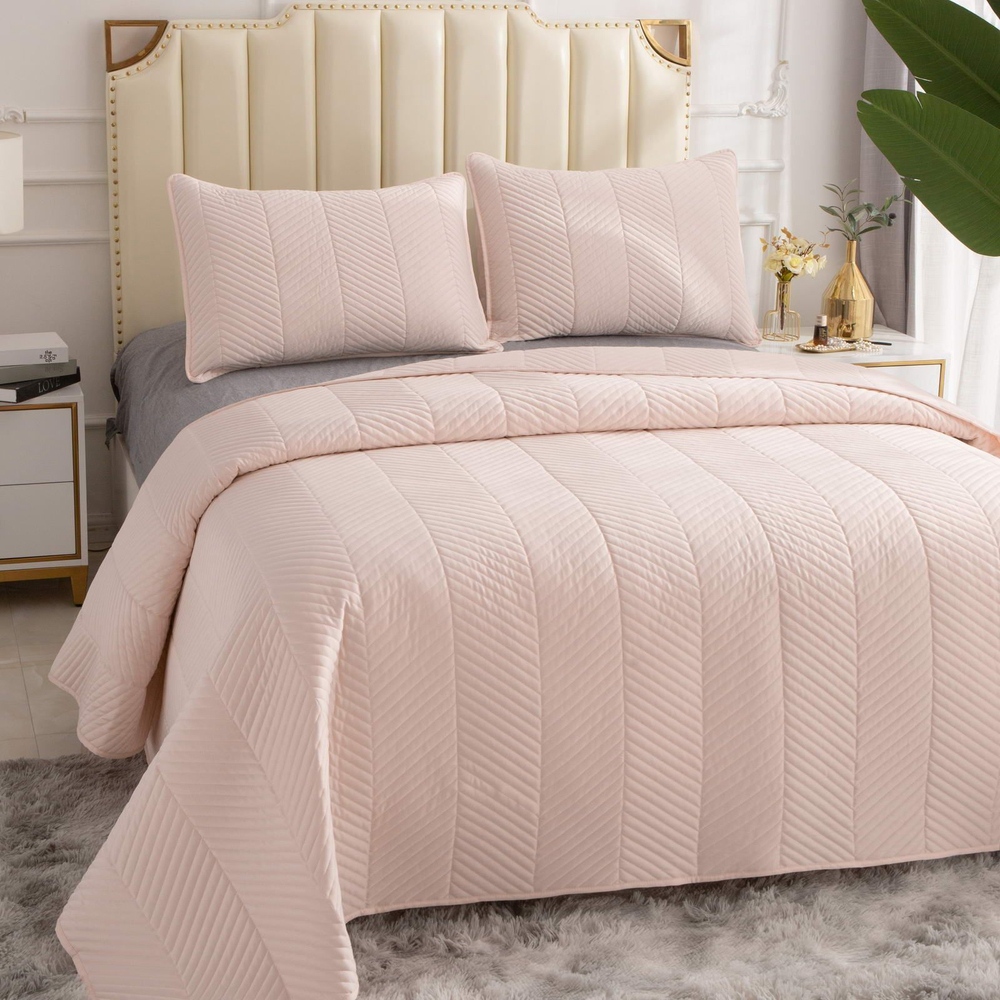 Покрывало 230x250 и 2 наволочки 50х70 Sofi De MarkO Адонис светло-розовое