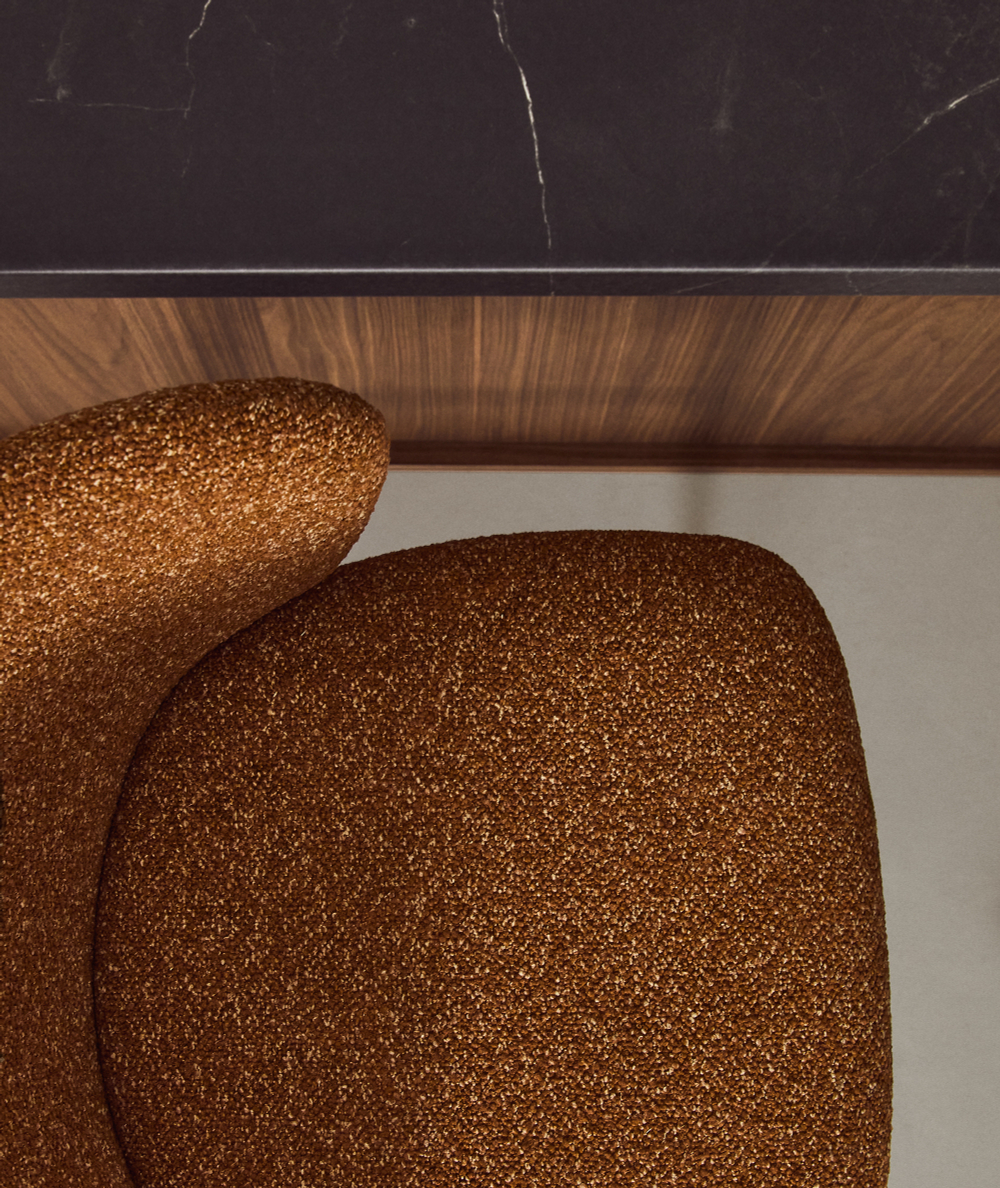 Барный стул Ciselia из терракотового шенилла с ножками из черной стали