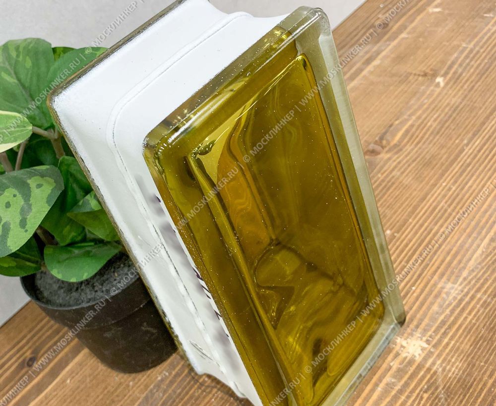 Стеклоблок Vitrablok Половинка Бронзовый Волна 19x9x8 - окрашенный внутри