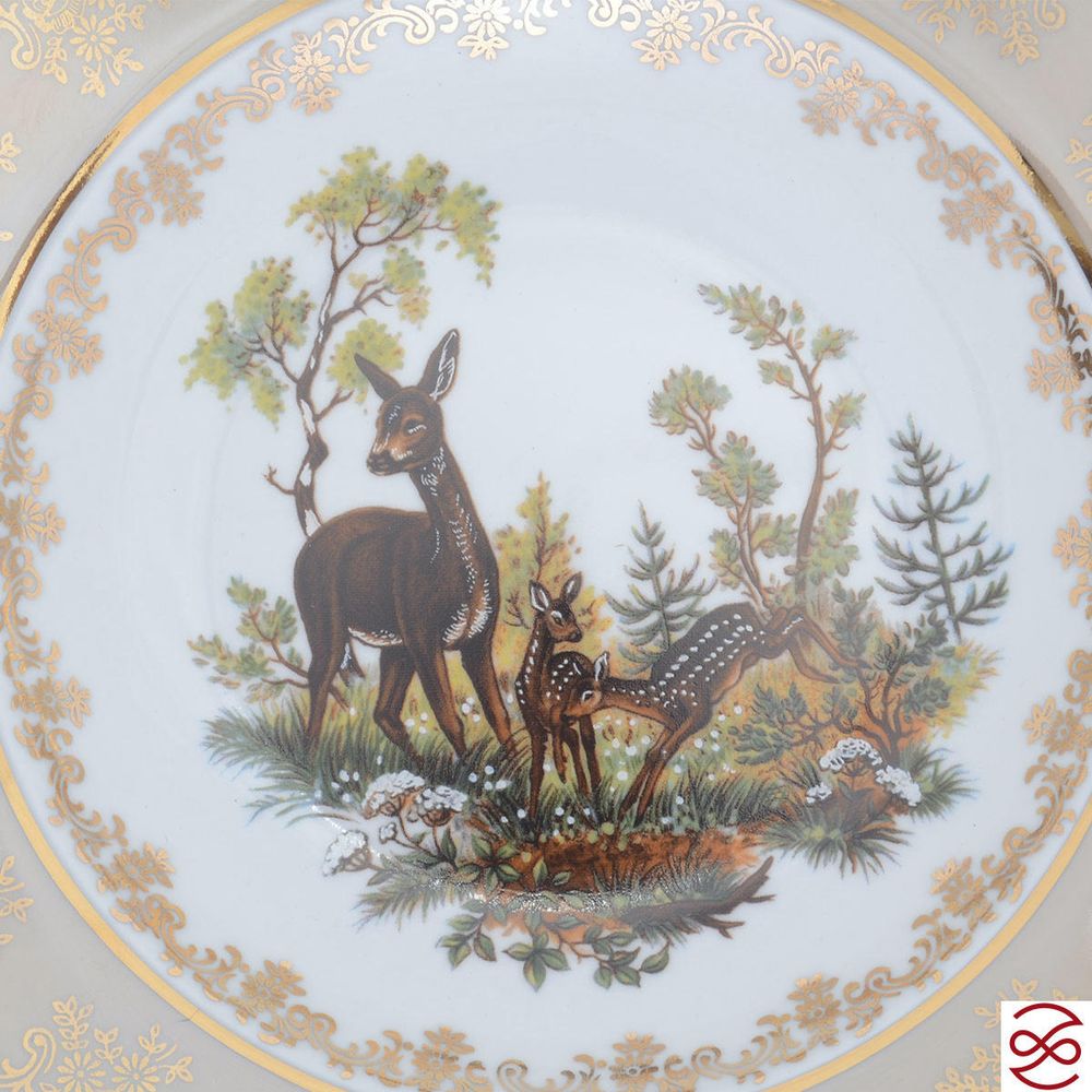 Набор глубоких тарелок Queen's Crown Aristokrat Охота бежевая 23 см (6 шт)