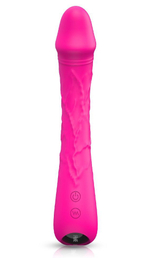 Ярко-розовый гибкий вибратор-реалистик - 21,3 см.