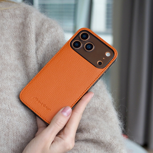 Чехол-накладка для iPhone 17 Pro Max из кожи козы, оранжевого цвета