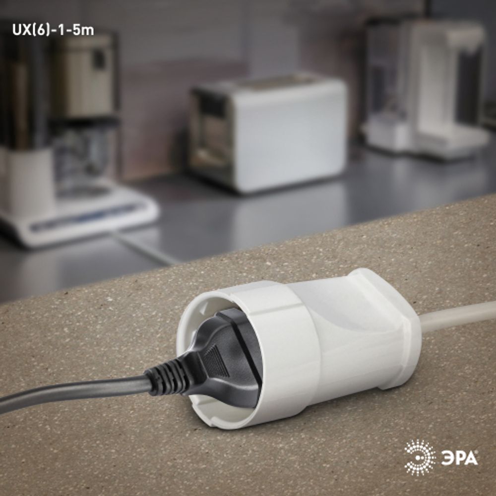 Удлинитель электрический ЭРА UX-1-5m без заземления 1 розетка 5м ПВС 2x0,75мм2 6А