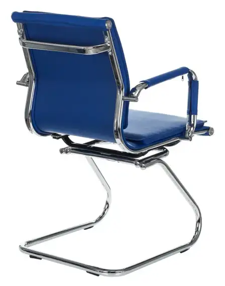 Кресло Бюрократ CH-993-Low-V синий эко.кожа низк.спин. полозья металл хром