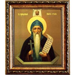 Никита Столпник Переяславский преподобный чудотворец. Икона на холсте.