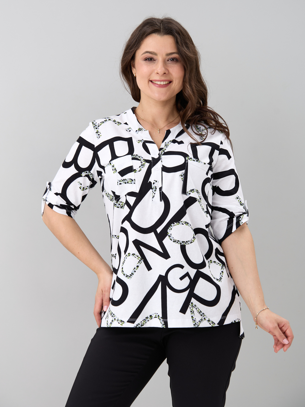 Блузка БЛ-131/белый-большиебуквы