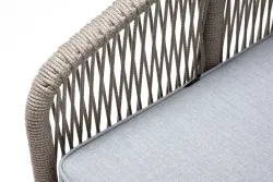 "Канны" кресло плетеное из роупа, каркас алюминий светло-серый (RAL7035) муар, роуп серый меланж круглый, ткань светло-серая