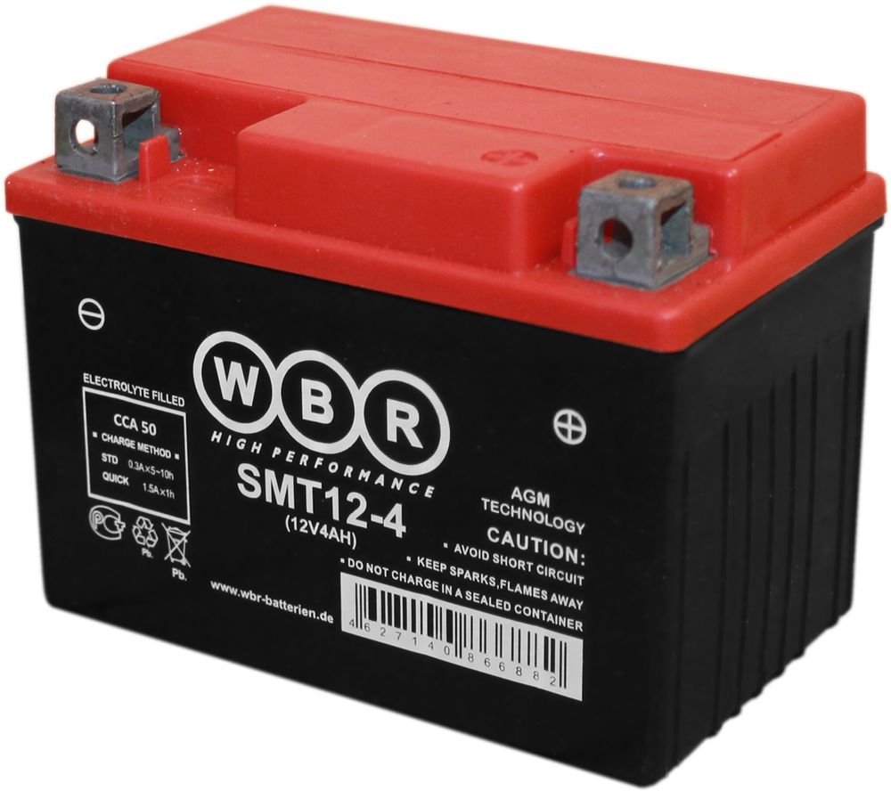 Аккумулятор SMT12-4 WBR YB4L-B, YT4L-BS, YTX4L-BS 113х70х85 4 а/ч