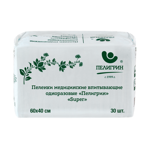 Пеленки впитывающие одноразовые для взрослых, серия Super, 60х40 см, 30 шт.