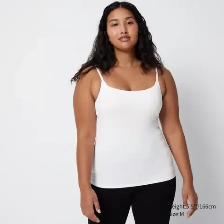UNIQLO ТОП-БЮСТГАЛЬТЕР НА ТОНКИХ БРЕТЕЛЯХ, БЕЛЫЙ