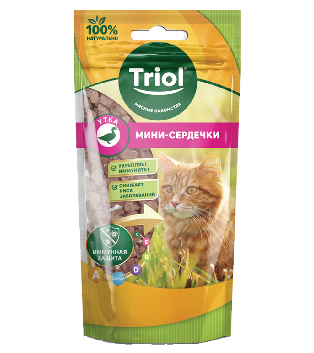 Лакомство для кошек «Мини-сердечки из утки», 40гр, Triol