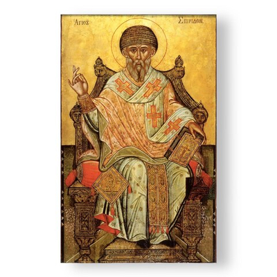 Спиридон святитель епископ Тримифунтский. Деревянная икона на левкасе